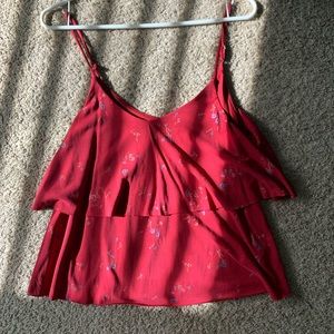red with blue flower tank top
